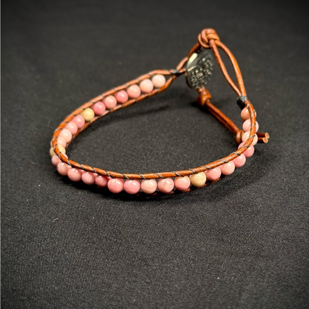 Pink and Tan Beaded Bracelet